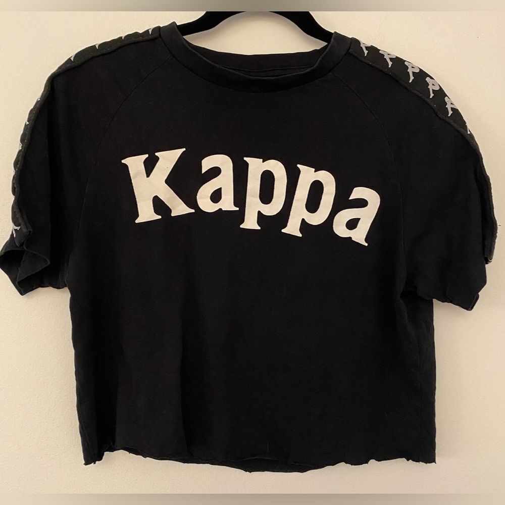 Kappa Black Cropped Cut T-shirt Unisex Size Small